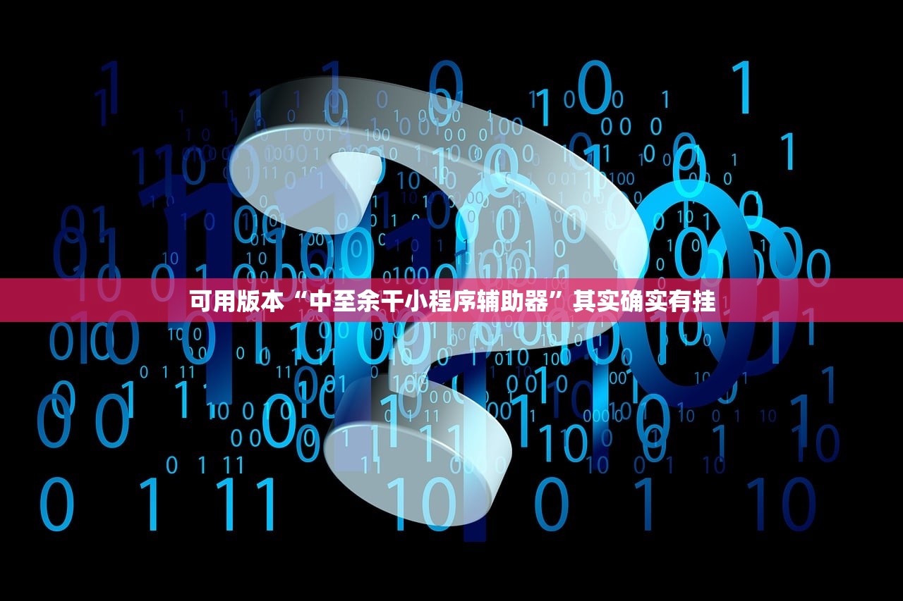 可用版本“中至余干小程序辅助器”其实确实有挂